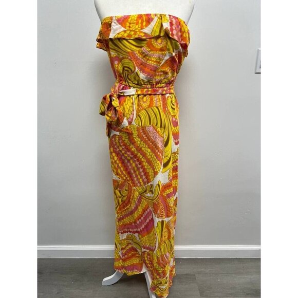 Trina Turk for Banana Republic  Women Dress Silk strapless Multicolor Size 8 - Picture 5 of 10